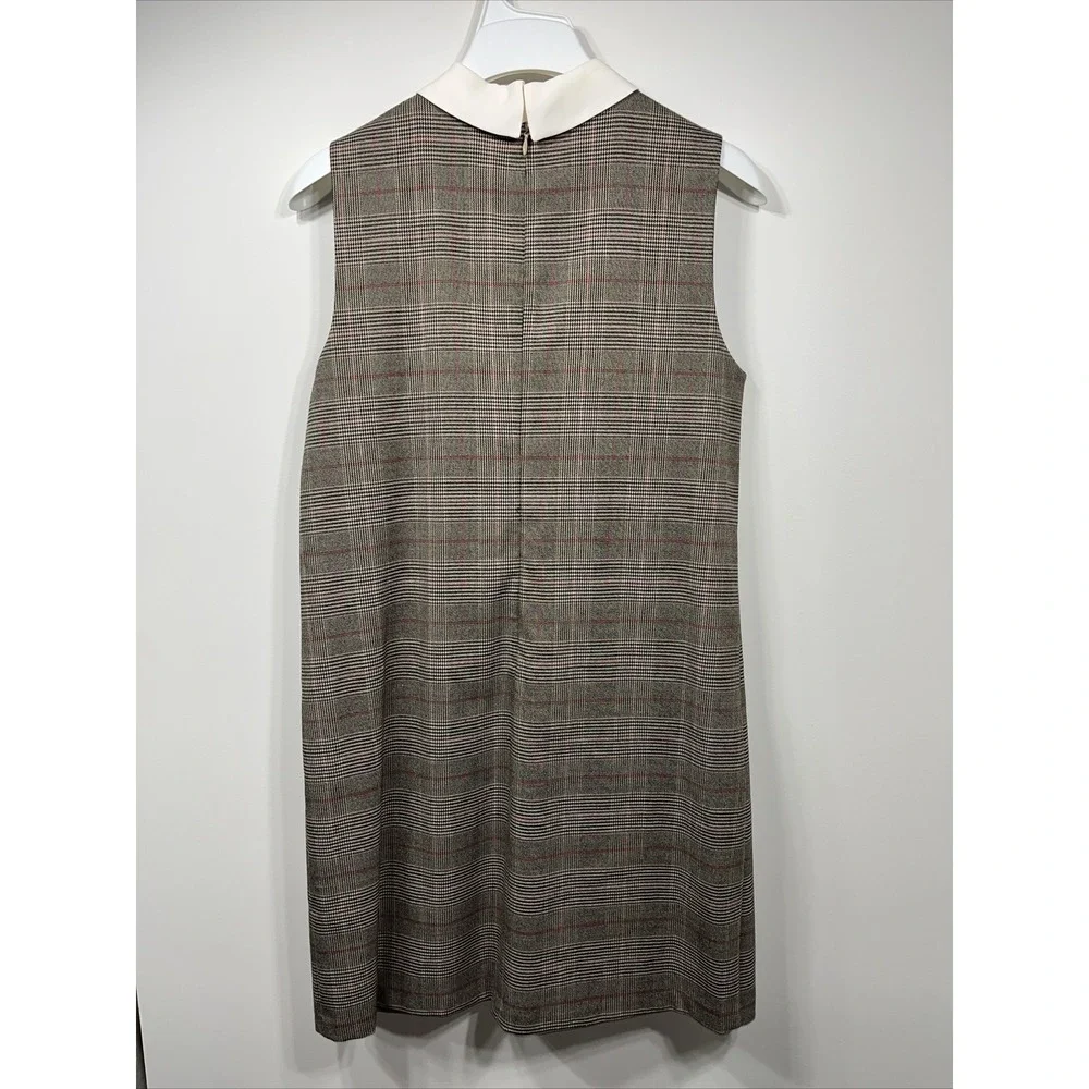 CeCe Plaid‎ Print Point Collar Shift Dress, Size-8 Academia Versatile Festival - Picture 8 of 11